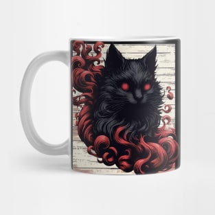 Cool Spooky Abstract Art Black Cat Demon Mug